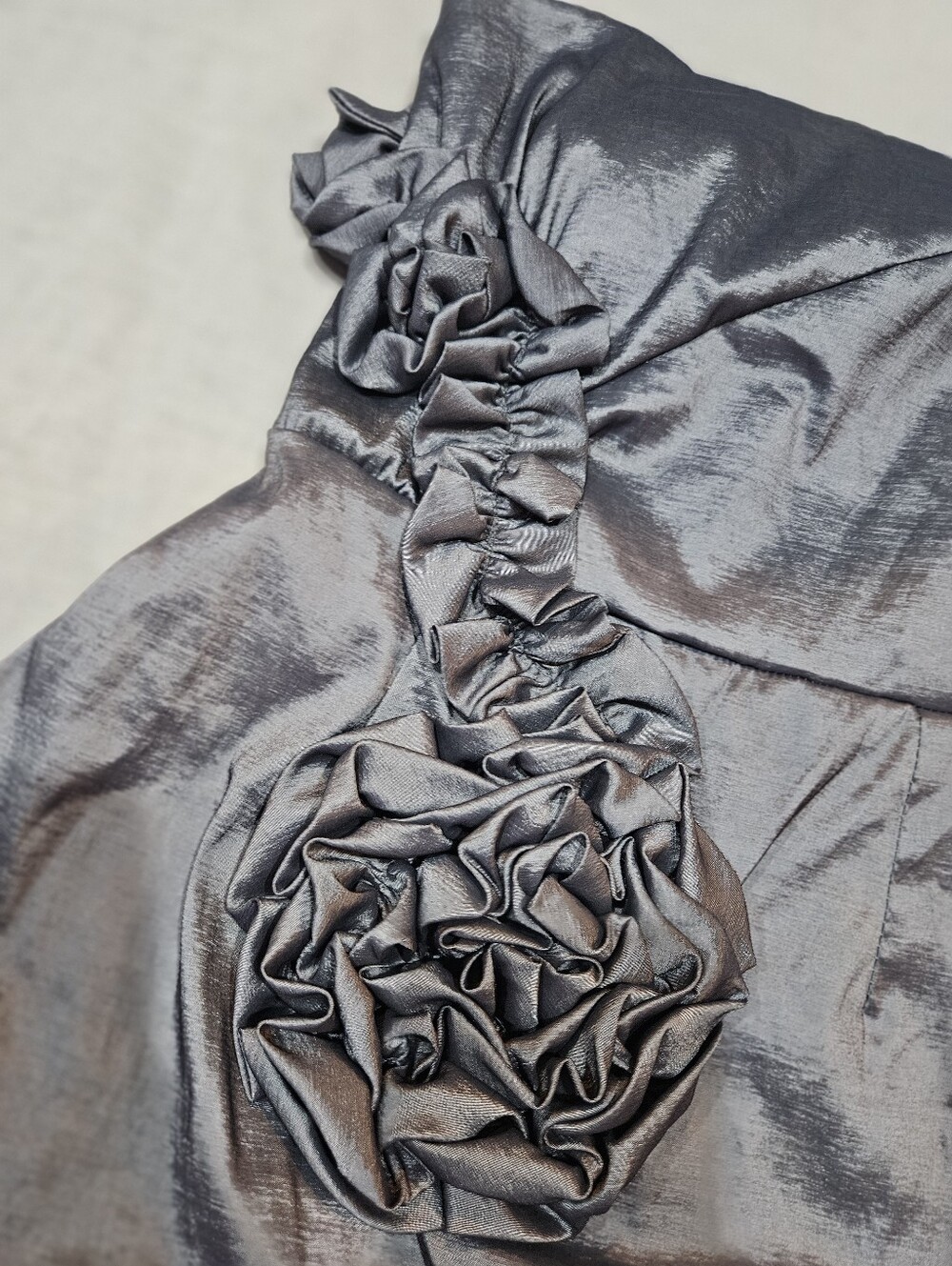 Silver Ruffle Strapless Dress - Picture 3 of 8
